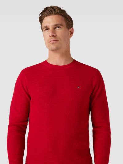 Tommy Hilfiger Strickpullover mit Label-Stitching Rot 3