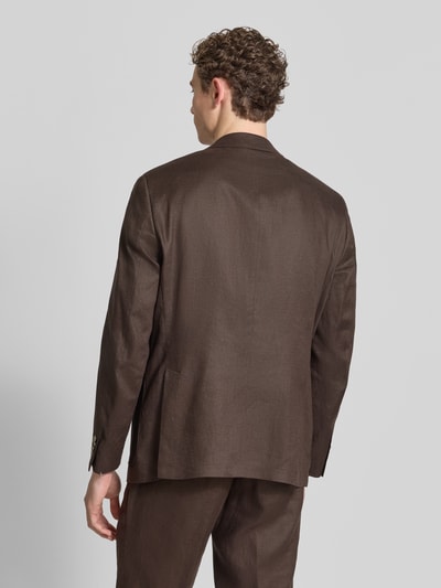 Christian Berg Men Regular Fit Sakko aus reinen Leinen mit Reverskragen Mittelbraun 5