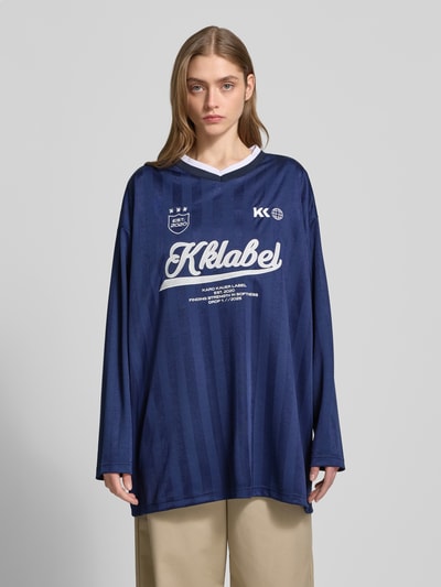 Karo Kauer Longsleeve mit Label-Print Marine 4