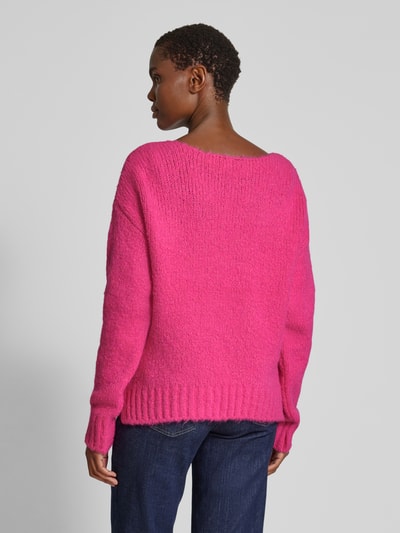 Milano Italy Oversized Strickpullover mit gerippten Abschlüssen Pink 5