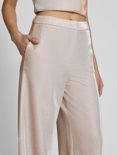 Jake*s Cocktail Wide fit stoffen broek met elastische band Metallic beige gemêleerd - 3