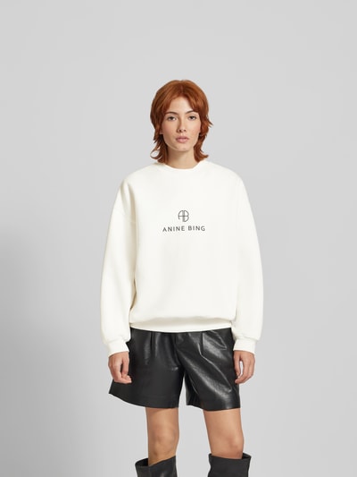 Anine Bing Oversized Sweatshirt mit Label-Print Weiss 4