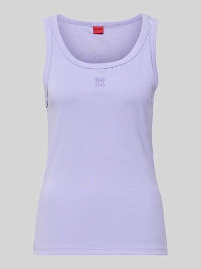 Produktfoto, Slim Fit Tank Top aus Baumwoll-Mix Modell 'DATAMIA' von HUGO in flieder, unifarben, breite Träger, U-Ausschnitt, Feinrippstruktur