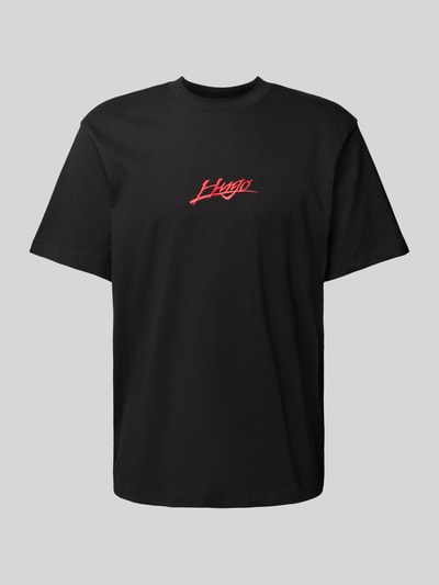 HUGO T-shirt o kroju regular fit z okrągłym dekoltem model ‘Dlogotee’ Czarny 2