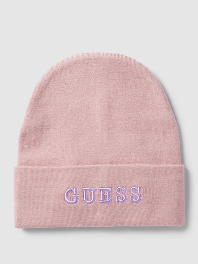 Guess Czapka beanie z imitacji dzianiny Różowy 1