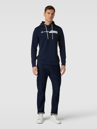 Tom Tailor Hoodie met labelprint Donkerblauw - 1