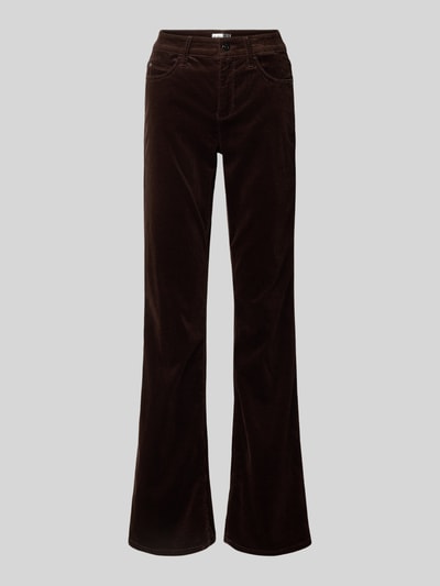 Cambio Flared corduroy broek met 5-pocketmodel, model 'PARIS' Donkerbruin - 2