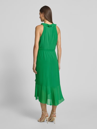 Adrianna Papell Sukienka koktajlowa z falbanami i wiązanym paskiem Zielony 5
