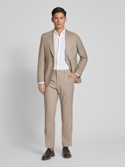 BOSS Regular fit stoffen broek met labeldetail, model 'Genius' Beige - 1