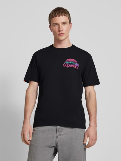 Superdry T-shirt z detalem z logo Czarny 4