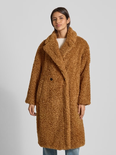 HUGO Oversized lange jas van imitatiebont met reverskraag, model 'MALITE_1' Cognac - 4