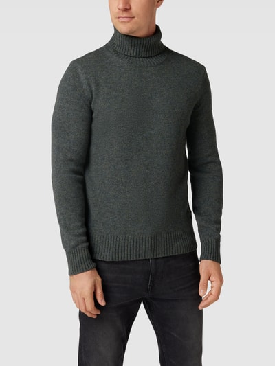 Marc O'Polo Sweter z dzianiny z golfem model ‘Turtle’ Antracytowy 4