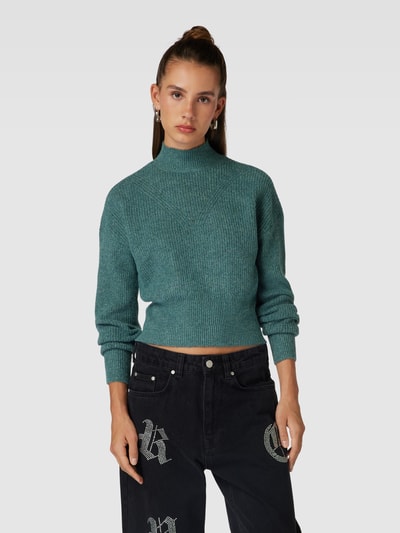 Noisy May Gebreide pullover met opstaande kraag, model 'NELLA' Rietgroen - 4