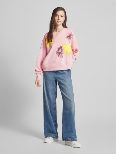 Essentiel Sweatshirt met pailletten en siersteentjes Oudroze - 1