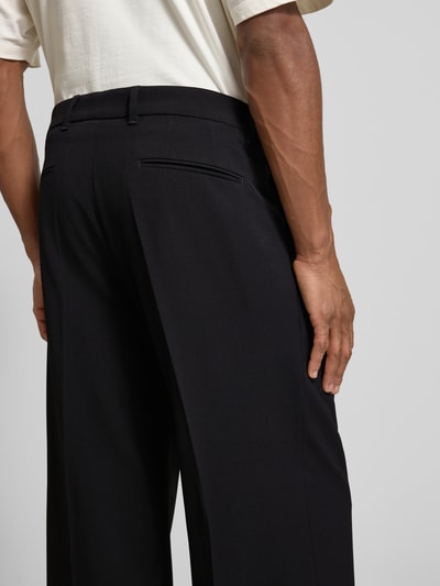 Drykorn Wide fit broek met persplooien, model 'Leek' Zwart - 3