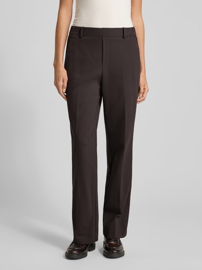 STEHMANN Spodnie materiałowe z prostą nogawką w kant model ‘Fenja’ Czekoladowy 4