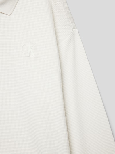 Calvin Klein Jeans Longsleeve mit Polokragen Ecru 2