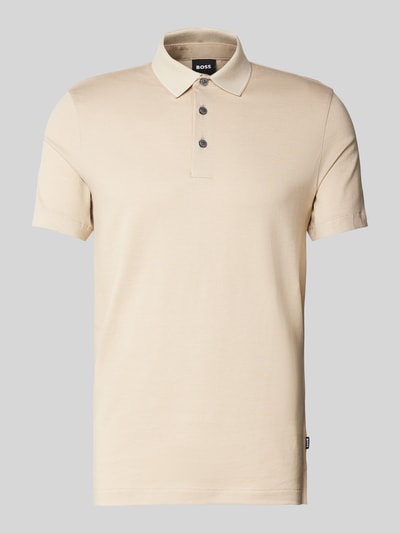 BOSS Slim fit poloshirt met labeldetail, model 'Pitton' Beige - 2