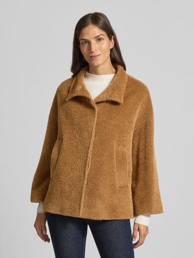 ICONS Cinzia Rocca Kurtka z mieszanki żywej wełny i wełny z alpaki ze stójką Camel 4