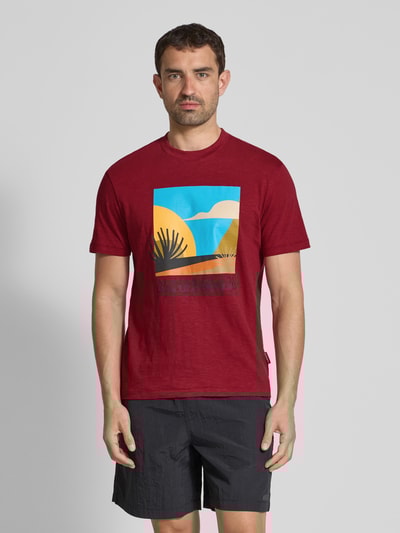 Napapijri T-shirt met labelprint, model 'ARBIA' Bordeaux - 4