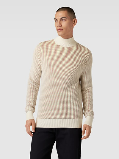 BOSS Gebreide pullover met opstaande kraag, model 'Maurelio' Offwhite - 4