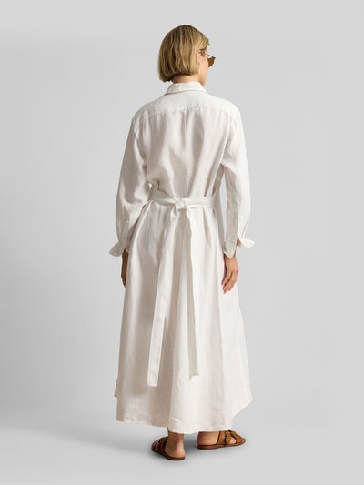 Polo Ralph Lauren Tailliertes Hemdblusenkleid aus reinem Leinen Weiss 5