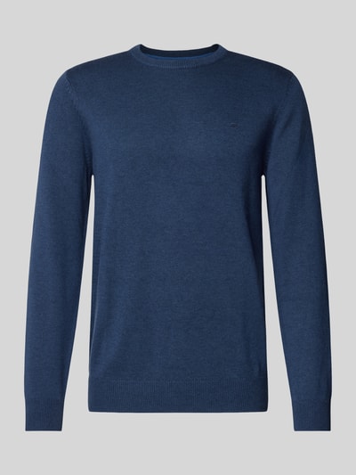 Christian Berg Men Strickpullover mit Woll-Anteil und Rundhalsausschnitt Metallic Blue Melange 1