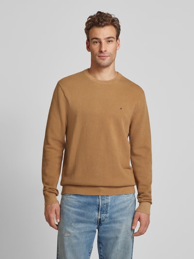 Tommy Hilfiger Gebreide pullover met logostitching Camel - 4