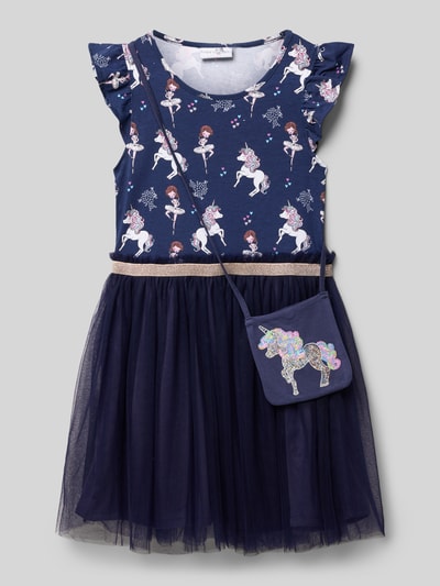 Happy Girls Kleid mit Rundhalsausschnitt und Kappärmeln Marine 1