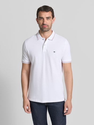 Fynch-Hatton Regular Fit Poloshirt mit Label-Stitching Weiss 4
