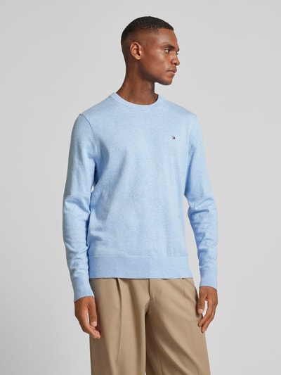 CK Calvin Klein Gebreide pullover met logostitching, model 'PIMA' Lichtblauw - 4