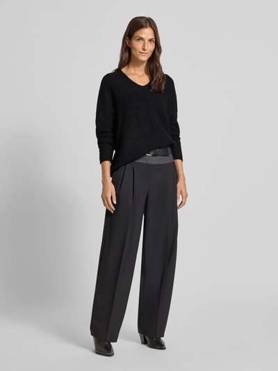 MOS MOSH Oversized gebreide pullover met ribboorden, model 'THORA' Zwart - 1