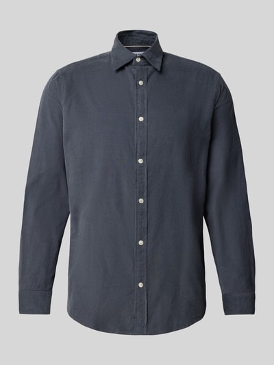 Produktfoto, donkergrijs Slim Fit vrijetijdsoverhemd uit corduroy met Kentkraag en knoopsluiting, puur katoen, JACK & JONES, ruglengte maat M 75 cm, schouderbreedte 42 cm, mouwlengte 64 cm