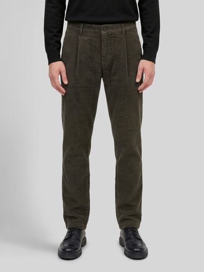 Marc O'Polo Tapered Fit Cordhose aus Baumwolle mit Bundfalten Dunkelbraun 4