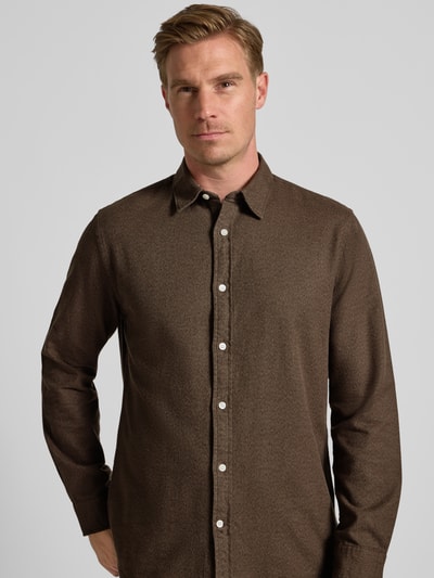SELECTED HOMME Regular fit vrijetijdsoverhemd van puur katoen, model 'NOAH' Chocoladebruin - 3