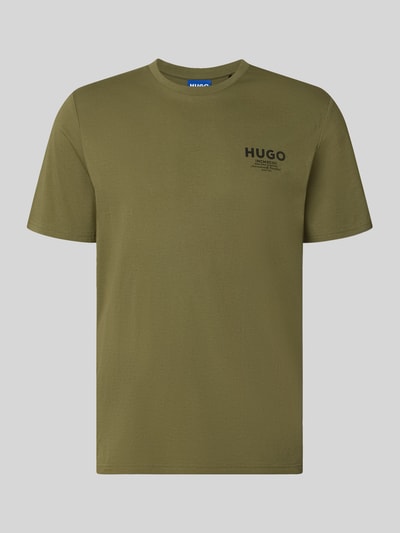 Produktfoto, olivgrünes Regular Fit T-Shirt aus reiner Baumwolle Modell 'NESPTEE' von HUGO, glatter Stoff, Herren T-Shirt von HUGO Blue
