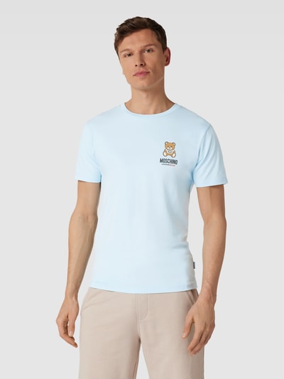 Moschino Swim + Underwear T-Shirt mit Rundhalsausschnitt Modell 'Underbear' Hellblau 4