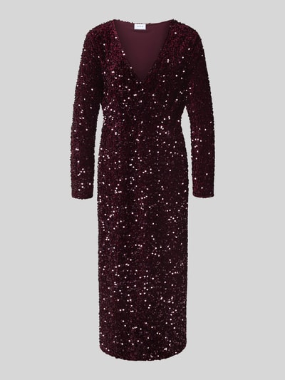 Vila Midi-jurk met V-hals, model 'FAITH' Prune - 2