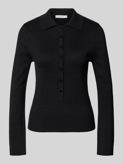 Selected Femme Slim fit shirt met lange mouwen van een mix van lyocell en katoen, model 'FLURA LUREX' Zwart - 2