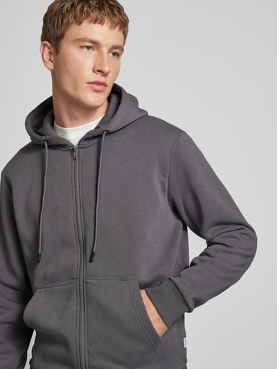 Jack & Jones Sweatjack met steekzakken opzij, model 'BRADLEY' Antraciet - 3