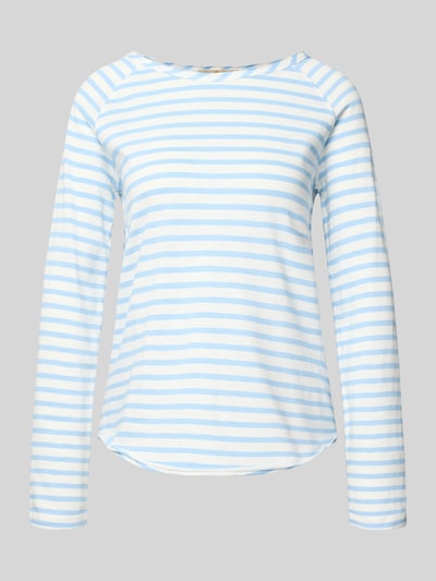 Produktfoto, Longsleeve mit Rundhalsausschnitt von Smith and Soul in Weiß mit hellblauen Streifen, reine Baumwolle, Regular Fit, Allover-Look