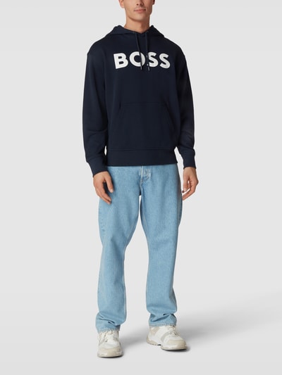 BOSS Orange Hoodie mit Label-Design Marine Melange 1