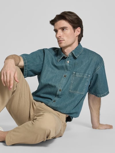 American Vintage Koszula casualowa z imitacji denimu model ‘OZYR’ Ciemnoniebieski 3