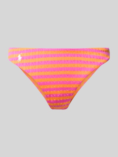 Productfoto, Bikini Slip mit Allover-Muster Modell 'CABLESTRIPE' van Polo Ralph Lauren, structuurpatroon, gestikt logo, jersey-stretch, oranje-pink