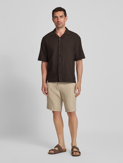 Edwin Regular Fit Freizeithemd mit 1/2-Arm Modell 'SAGA' Dunkelbraun 1