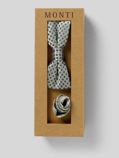 Monti Zijden strik in een set met pochet Groen - 1