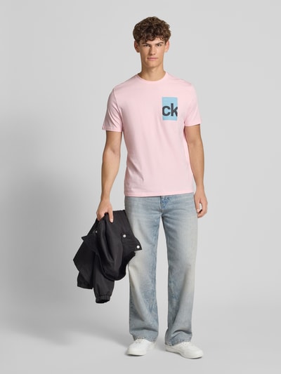 Calvin Klein Jeans T-shirt met labelprint Roze - 1