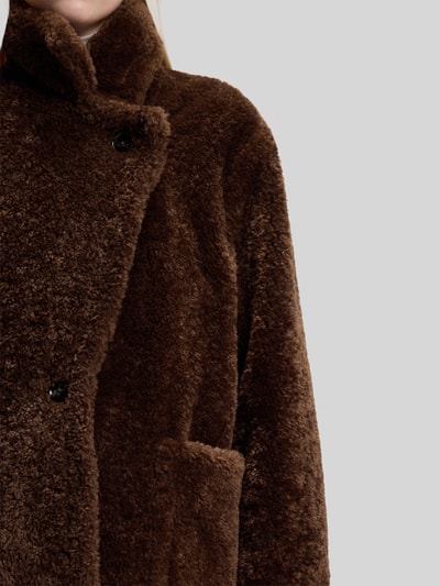 BOSS Orange Płaszcz typu teddy z kołnierzem z połami model 'C_Catedy' Ciemnobrązowy 6