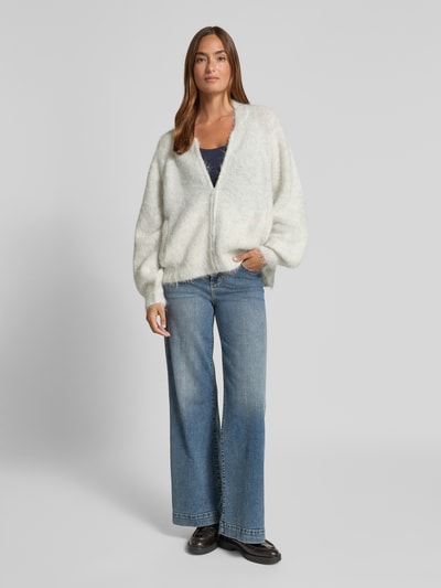 American Vintage Strickjacke aus Alpaka-Mix Modell 'NIBY' Hellgrau Melange 1