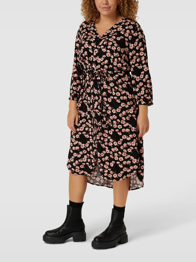 ONLY CARMAKOMA PLUS SIZE blousejurk met bloemenmotief Zwart - 4